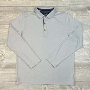 Garnet Brand Men's Long Sleeve Polo Shirt - Size Large, Gray